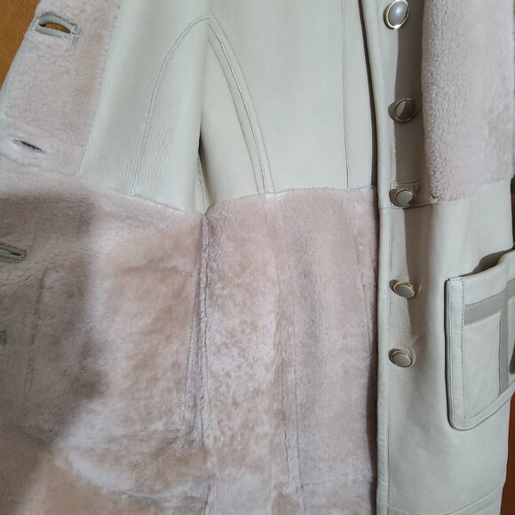 $2300 TORY BURCH Small 2/4 SHEARLING LAMB FUR Leather Bennett Coat MAX MARA - Picture 6 of 12
